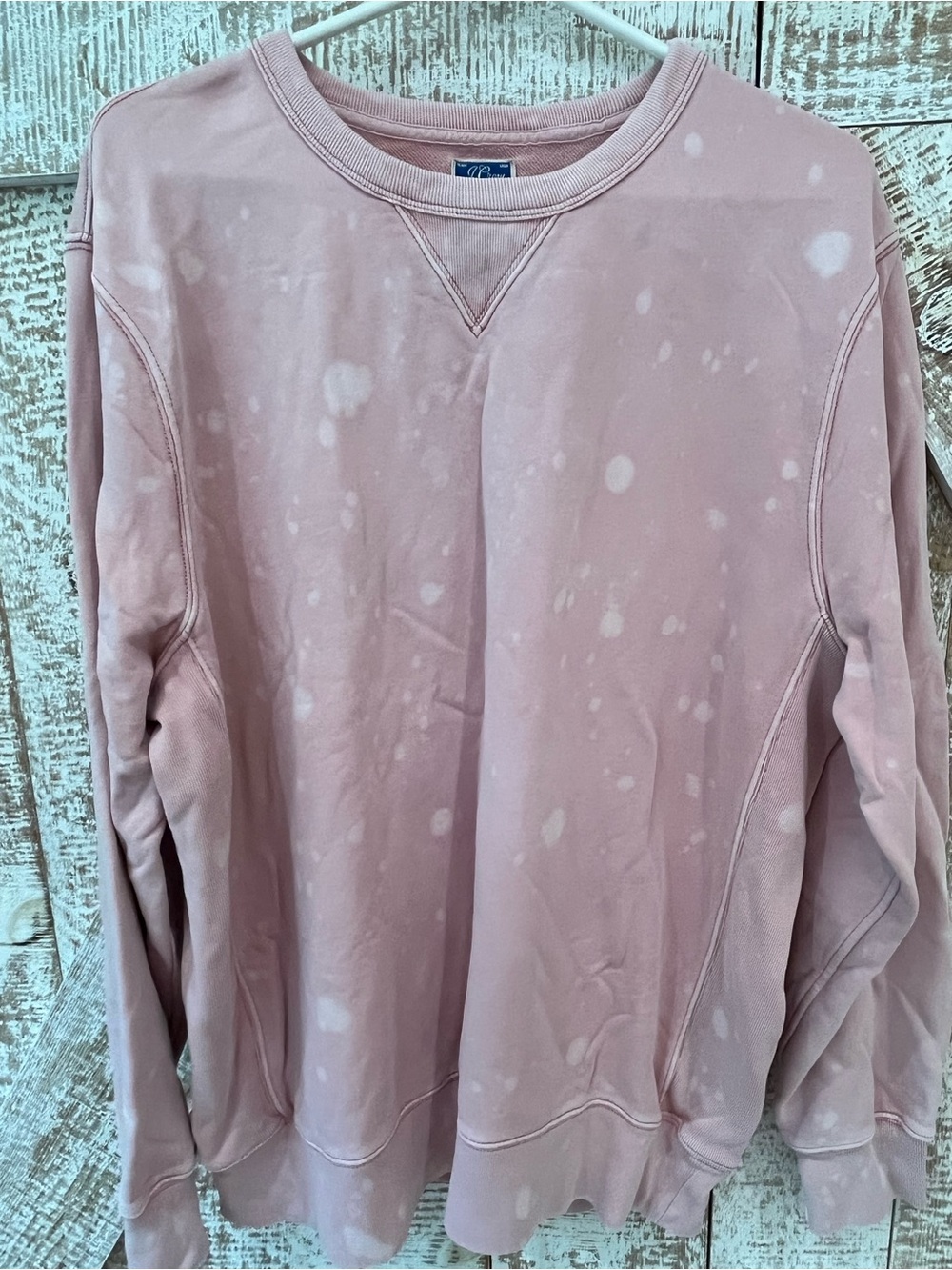 J Crew Women’s Washed Pink Spatter Crewneck Sweatshirt Sz XL